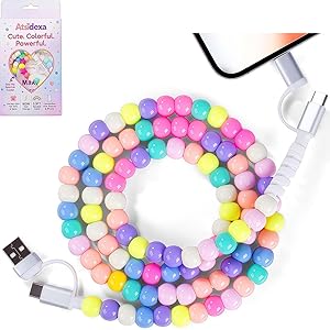 4-in-1 Beaded Charging Cable, Metal Design, Nicely Packed, 60W Fast Charging, MFi Certified, Cute Colorful Cable, Gift for Girls, Compatible with iPhone, iPad, AirPods, Galaxy, and More