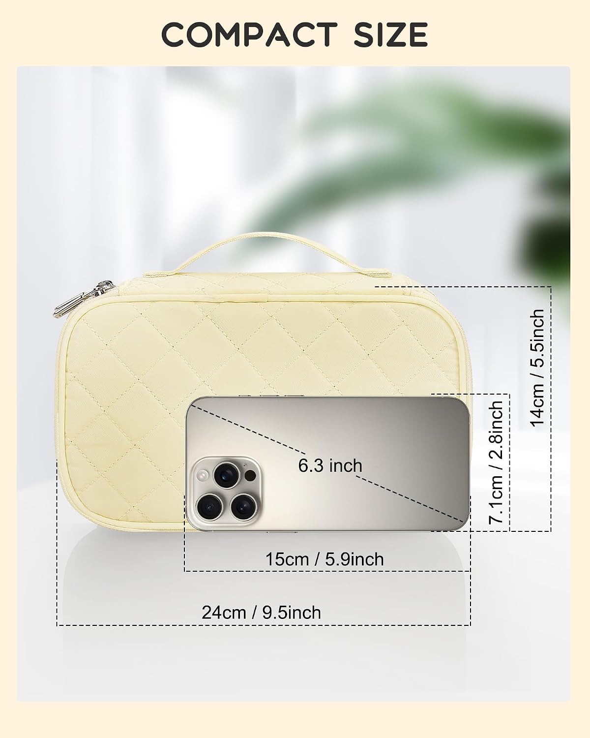 Relavel Travel Makeup Bag, Small Cosmetic Bag with Makeup Brush Compartment image 2