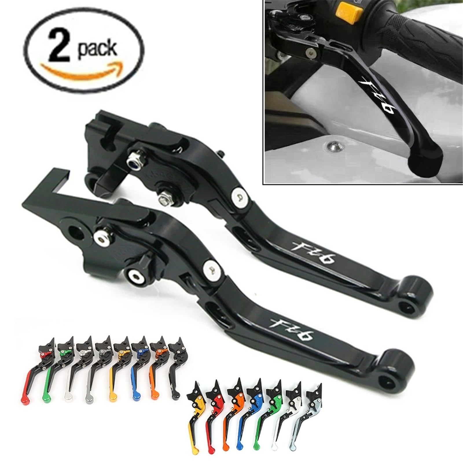 Generico Accessori for Moto CNC Leve Freno Frizione Pieghevoli Regolabili Manubrio Estensibile Compatibile con Yamaha FZ6 FZ 6 FAZER 2004-2010