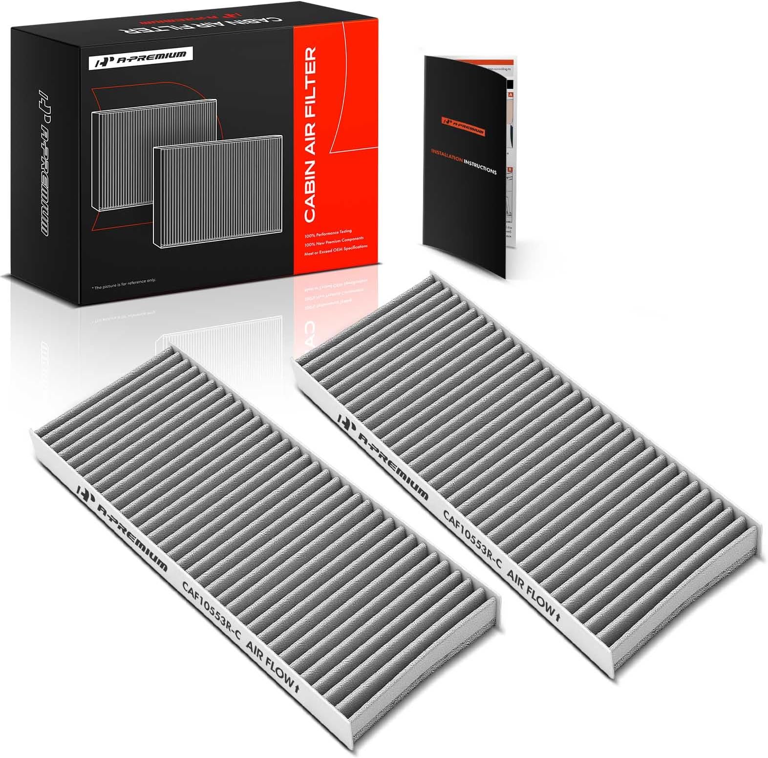 A-Premium 2-PC Cabin Air Filter with Activated Carbon Compatible with Nissan Frontier 2005-2021, Pathfinder 2005-2012, Xterra 2005-2015, NV1500/NV2500/NV3500 2012-2015 & Suzuki Equator 2009-2012