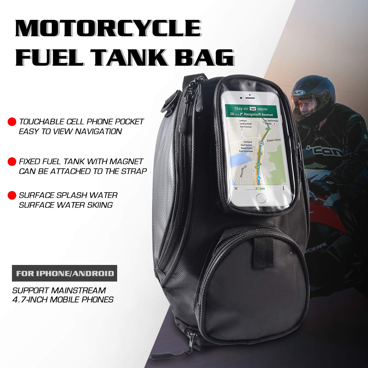 KaTur Borsa per serbatoio carburante per gasolio per moto Tessuto Oxford impermeabile universale con robusta borsa per moto magnetica per Harley Honda Yamaha Suzuki