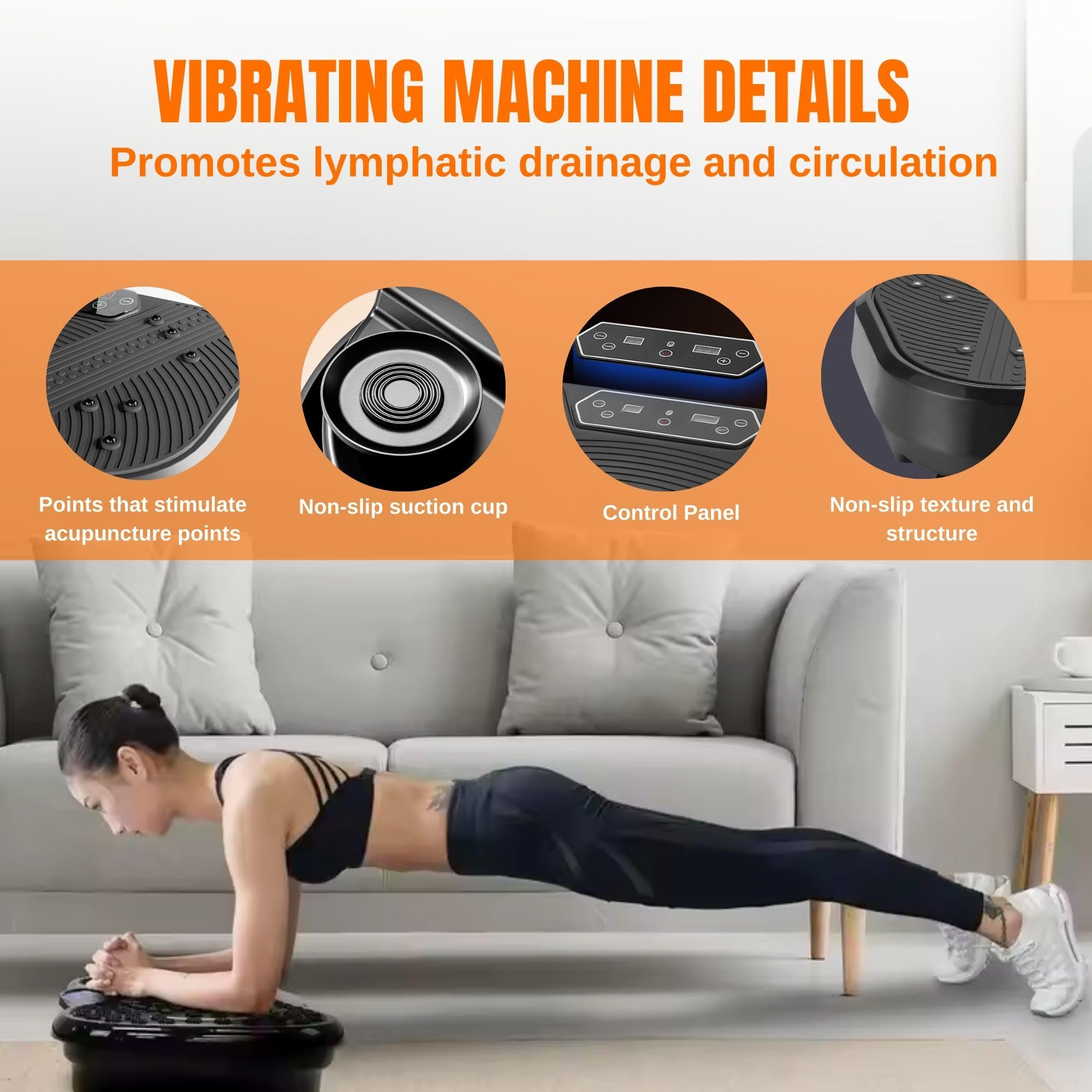 Plataforma Vibratoria Muscular, 120 Niveles de Vibración y 8 Programas. Maquina de Vibración Fitness para Hacer Ejercicio en Casa, con Mando a Distancia, Cable y Pantalla LED.