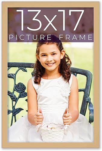 Marco de fotos de madera real beige de 13 x 17 pulgadas de ancho de 0.75 pulgadas  Profundidad del marco interior de 0.5 pulgadas  Marco de fotos