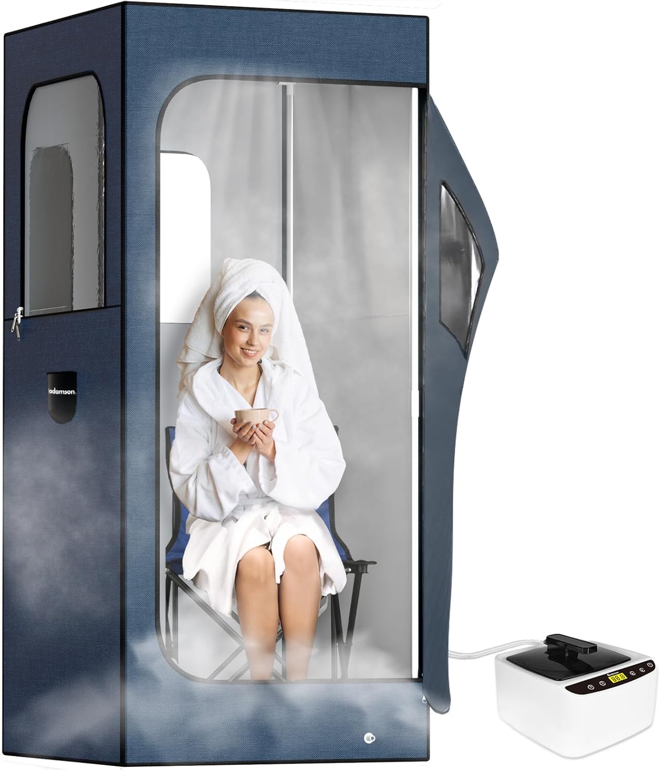 Sauna Portatile Adamson - Vasca Sauna 2.6L 1000W Con Sedia, Telecomando E Accessori, Nylon Nero - Foto 5