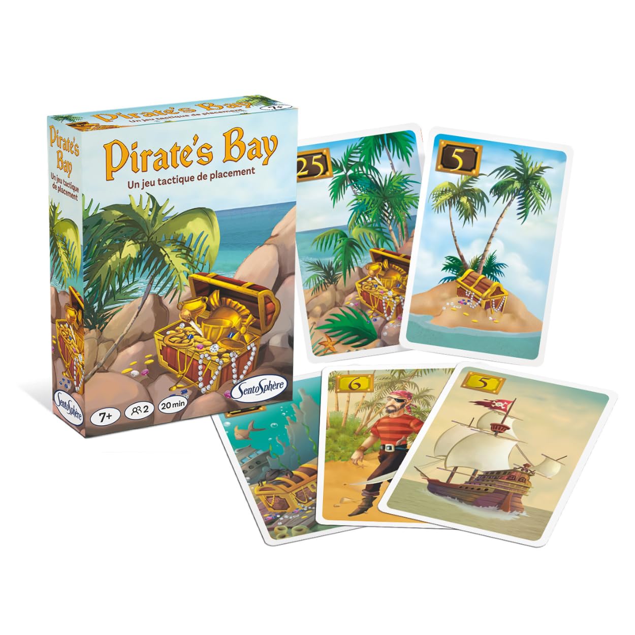 Sentosphère - Pirate's Bay - Bets on Good Treasures to Win Them - Tactics and Placement Game - 2 Players - Ages 7+ - 1354