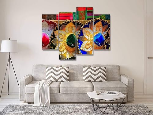 Miniatura 3 de Lienzo decorativo para pared, cuadros para fiestas, sombreros mexicanos coloridos, sombreros, Ciudad de México, obras de arte modernas, pósteres