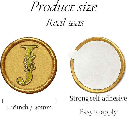 Miniatura 2 de 25 calcomanías de sello de cera doradas y doradas, hechas a mano, hojas botánicas vintage, calcomanías de cera para invitaciones de boda, sobres,