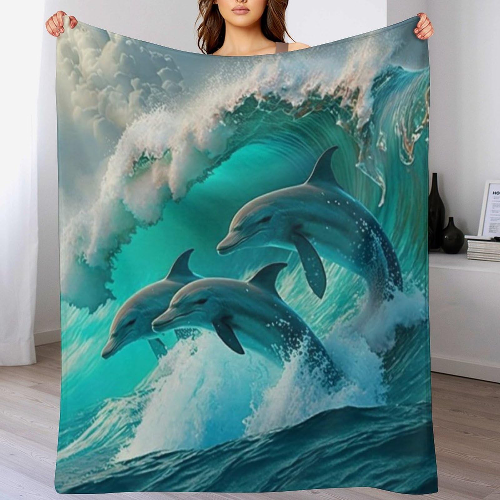 Manta de franela lavable que no suelta pelusa manta de delfines para alergicos
