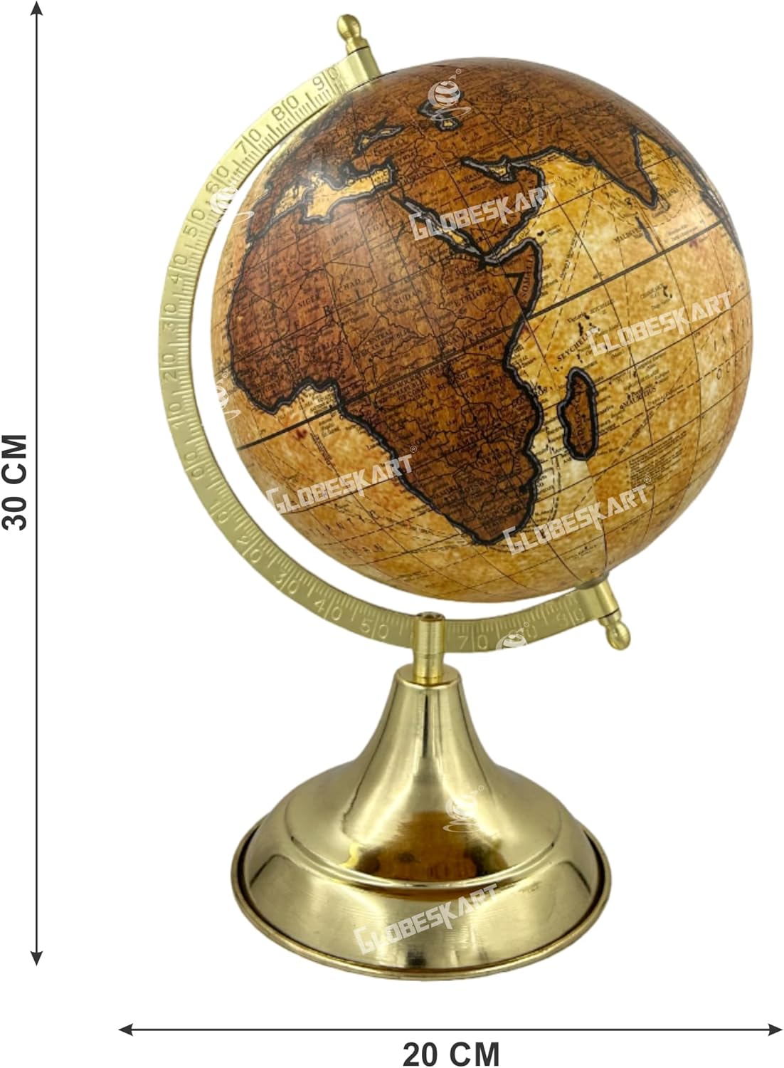 Samyuktha Educational/Antique Globe with Brass Antique Arc and Base/World Globe/Home Decor/Office Decor/Gift Item / 8 inches (Surahi) (Antique Brown Yellow)