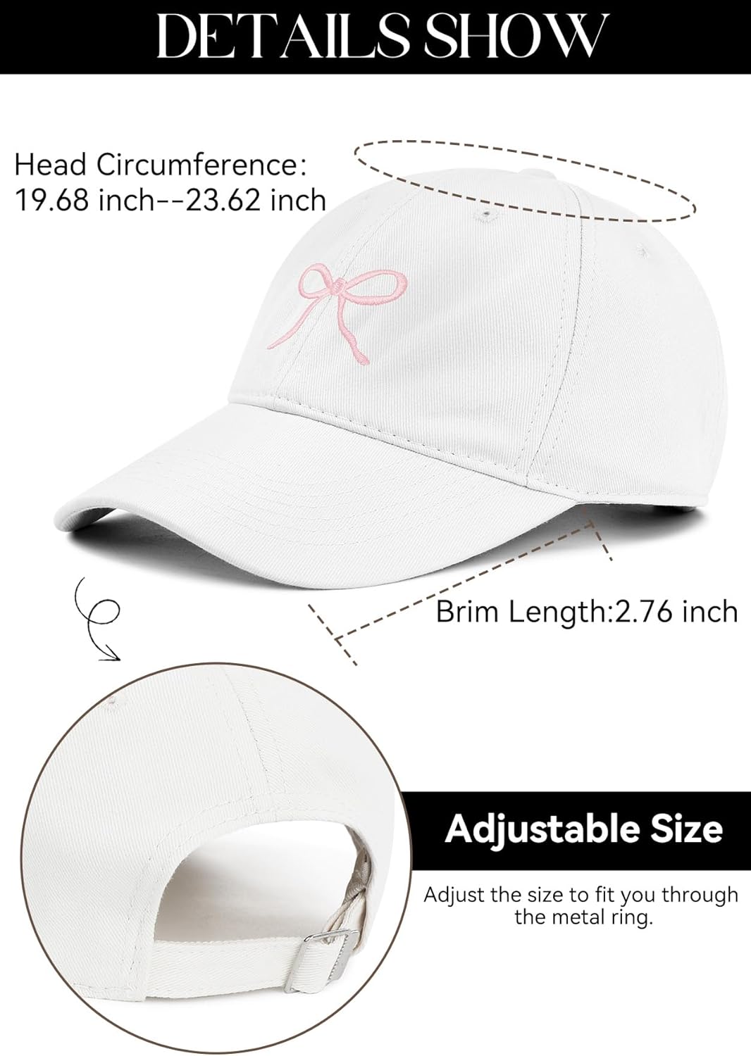 Zando Bow Baseball Cap for Women Men Girls Dad Trendy Adjustable Trucker Hat Cute Y2k Travel Golf Sports Sun Hats Accessories - Image 7