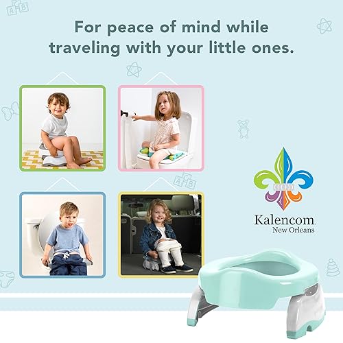 Miniatura 22 de Kalencom Potette Plus - Asiento de viaje 2 en 1 para ir al baño y entrenador, asiento de inodoro de entrenamiento de doble propósito, orinal Blanco