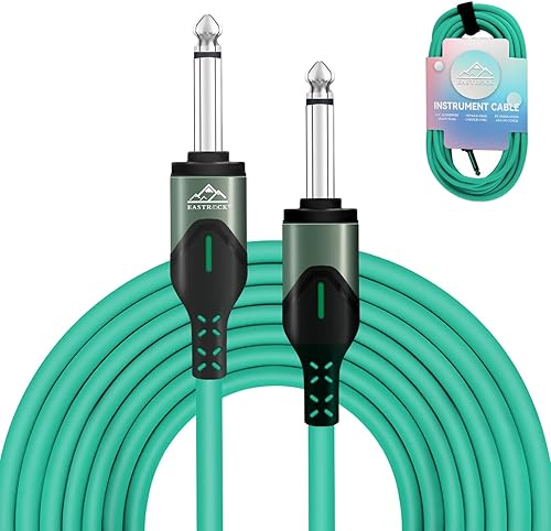 Miniatura 8 de EASTROCK Cable de instrumento de guitarra de 14 de pulgada en ángulo recto a recto de 1020 pies, chaqueta de tela de tweed, entrada para guitarra