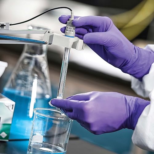 Miniatura 12 de HALYARD Guantes de nitrilo morado para examen de pacientes dentales, no estériles, 5.9 mil, 9.5 pulgadas, morado, grande, 53433 (caja de 100)