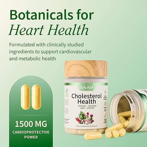 Miniatura 2 de Snap Supplements Cholesterol Health - Artichoke, Milk Thistle, Garlic, and Berberine Supplement with Beta Sitosterol (95% Plant Sterols) for