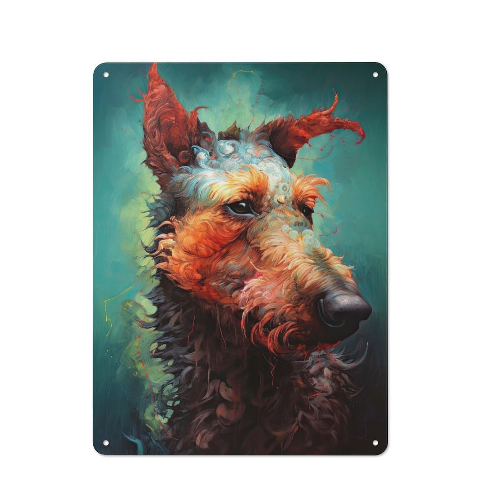 Junmoney The Confident Terrier Rustic Metal Plaque 40X30cm For Lounge Or Reading Corner, For Home Office, Studio And Craft Room Walls