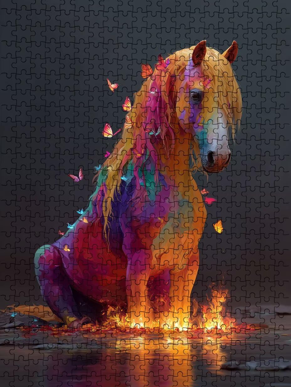 Hoguera De Caballos Puzzle 1000 Piezas, Rompecabezas Adultos Puzzle, Desafiante Puzzles de Decoración Juego de, Juego Educativo para Toda la Familia, para Regalo Decoración FNKL7-692