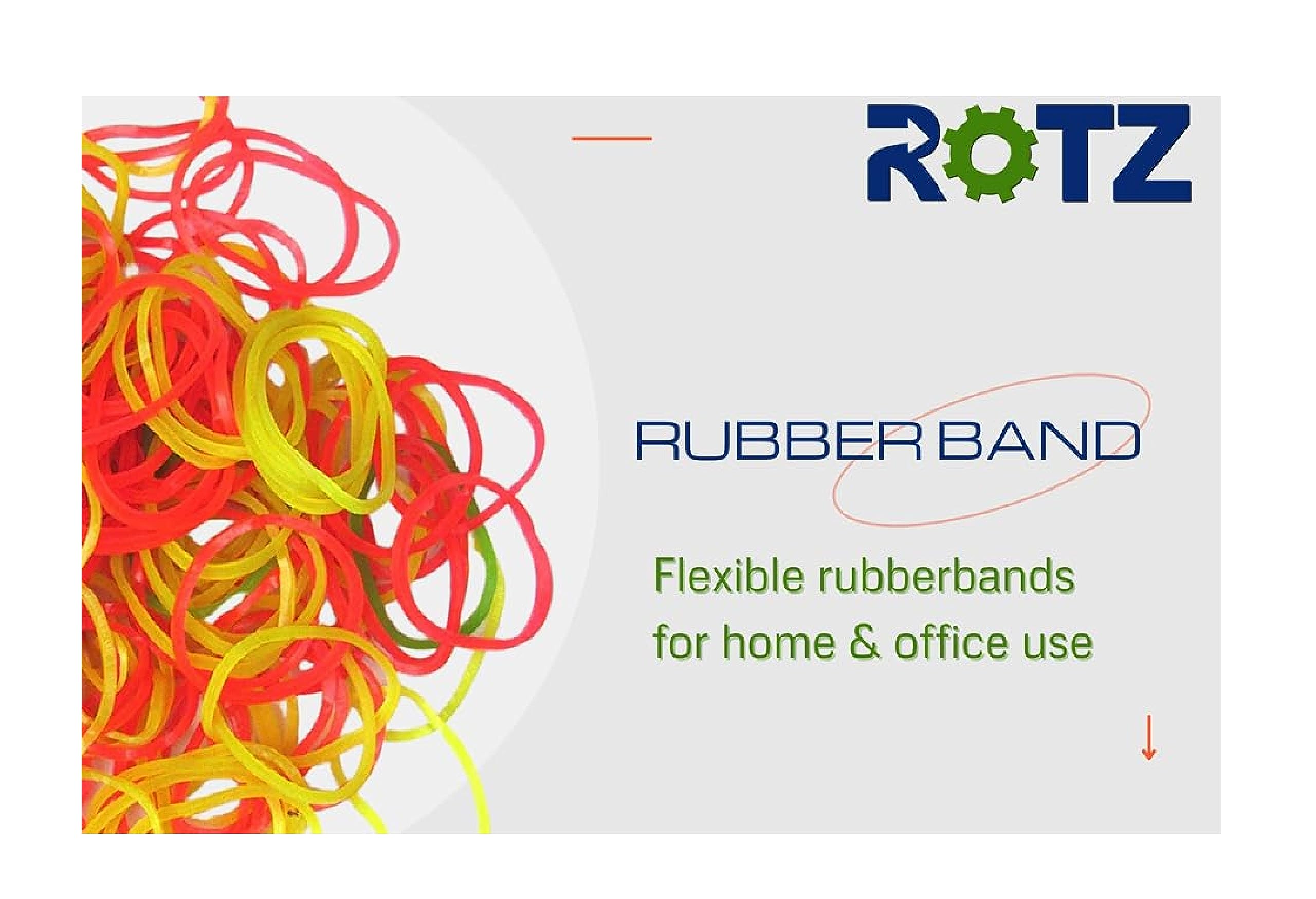 ROTZ 1/2 Inch Premium Rubber Bands - Fluorescent Colors (250 Grams) - Made of 100% Natural Rubber 1
