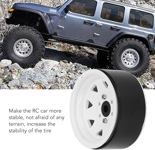 Miniatura 5 de Alomejor Juego de 4 ruedas Beadlock de 1.9 pulgadas para llantas RC 110 RC Crawler con llanta de rueda de 8 radios (blanco)