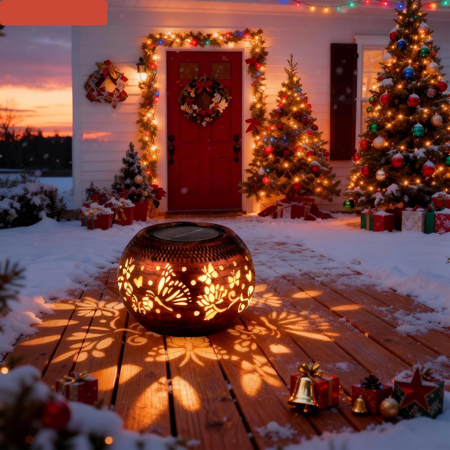 Butterfly Solar Lantern Outdoor Patio Decor, 2 Pack Retro Metal Waterproof Garden Decor Solar Table Light, Birthday Gifts for Women Mom Grandma ,Yard Porch Garden Balcony Decorations