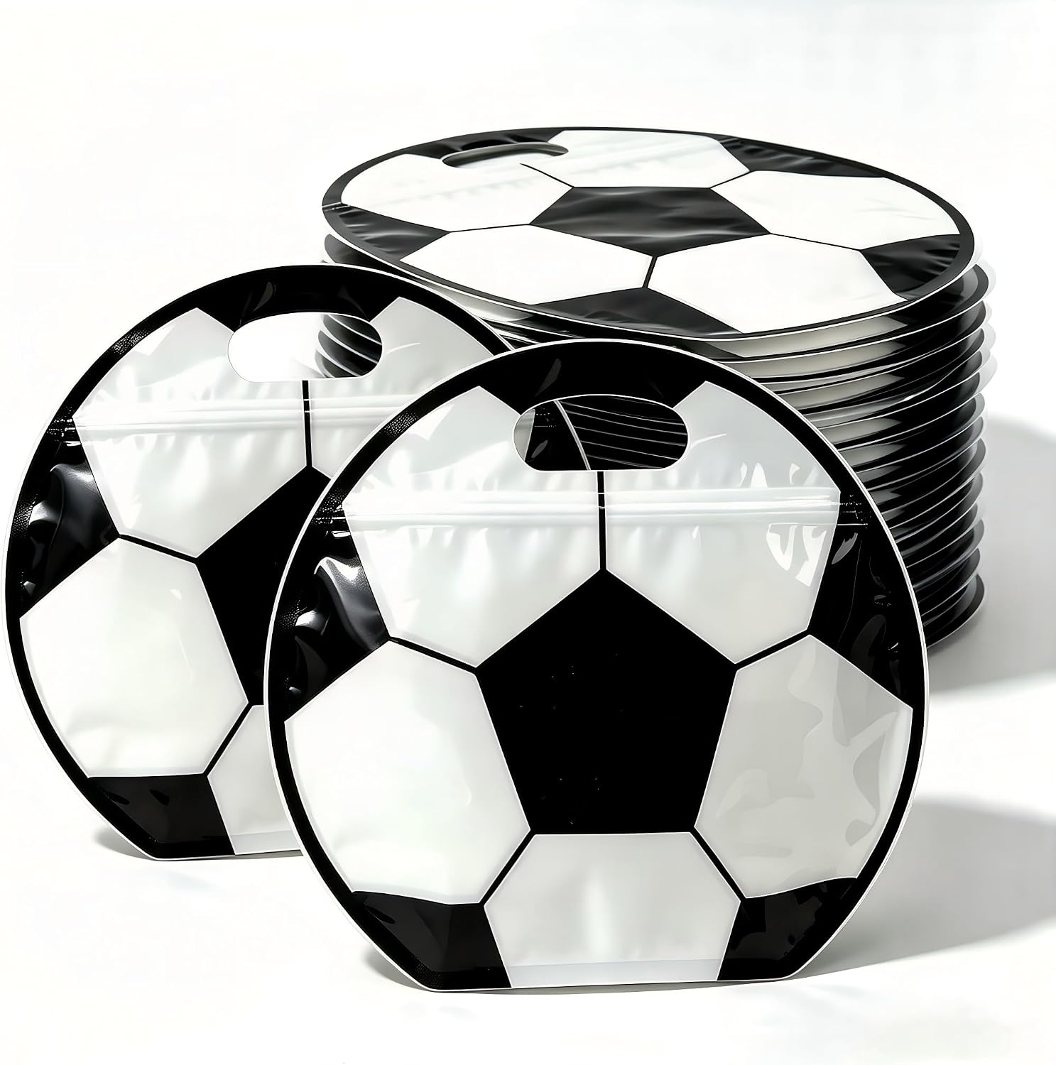 24pcs 3.5Mil Soccer Snack Bags with Handle Stand-up Soccer Goodie Bags