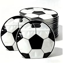 24pcs 3.5Mil Soccer Snack Bags with Handle Stand-up Soccer Goodie Bags | Thickened Soccer gift bags Reusable Sealed Treat Bag for Soccer Mom Coach Team Game Day Training Supplies &amp; Party Favor