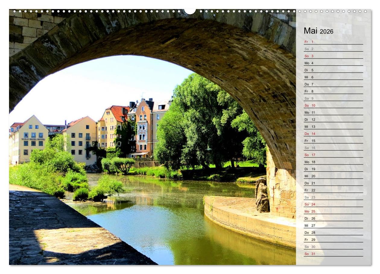 REGENSBURG - Impressionen (Wandkalender 2026 DIN A2 quer), CALVENDO Monatskalender: Stimmungsvolle Bilder einer historischen Stadt (CALVENDO Orte)