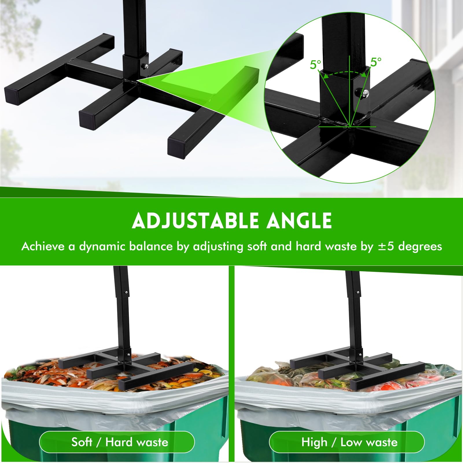 Compacteur Déchets,Compacteurs Poubelles pour Poubelles à Roulettes de 120L à 240L,Réglable en Hauteur Compacteur de Déchets pour Maison, Cuisine, Restaurant,Noir
