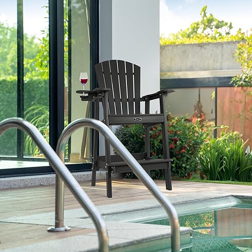 Miniatura 2 de FUNBERRY Silla alta Adirondack, sillas altas para balcón para todo tipo de clima, con soporte para tazas