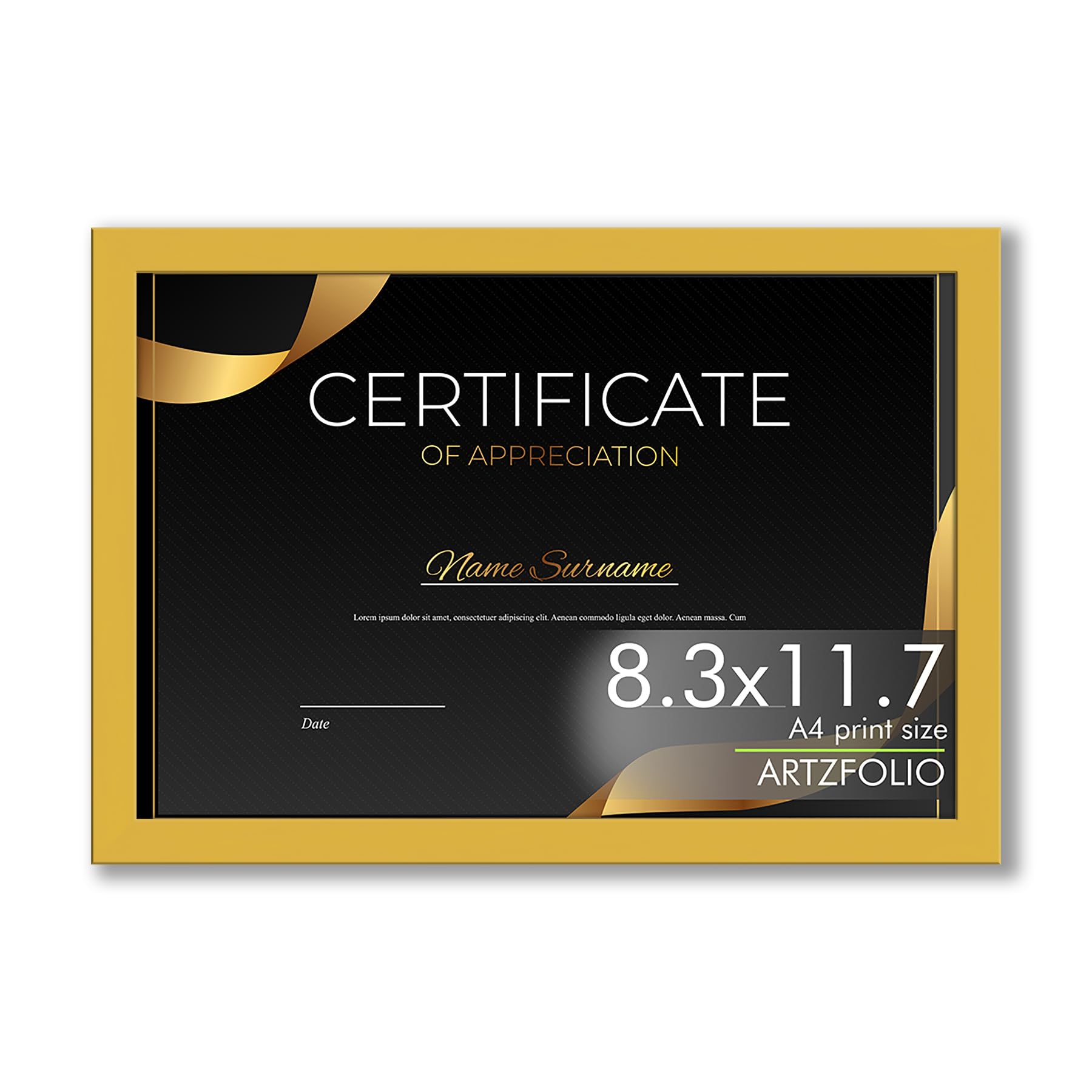 ArtzFolio Frame for Certificates D560 | Wall Photo Frame Collage for Living Room | Picture Frames Bedroom, Home & Office Decoration | Golden | A4 Size | 8.3x11.7 inch (21x30 cms)