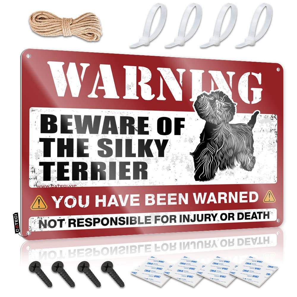 Fzfn Colour Goods Gate Farmhouse Signs - Beware Of Silky Terrier Accessory Rustic Wall Hanging(30X40cm)