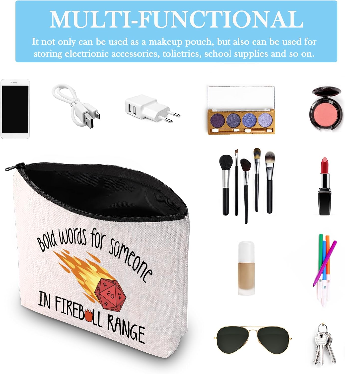 DandD Inspired Gift Role Playing Games Gift Game Dice Storage Accessories Pouch Bag Gift for RPG Game Players (Bold Words Bag) - Image 3