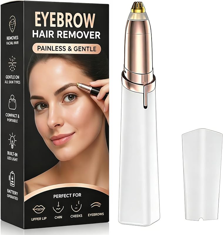 Aparador elétrico de sobrancelhas e pelos faciais Gadhevia branco, recarregável via USB