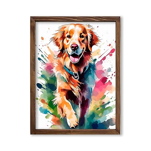 Watercolor Golden Retriever Portrait Illustration Art Print for Dog Lover