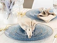 Vista 67 de PARTY BARGAINS 7" & 10" Organic Collection Hammered Appetizer and Dinner Plates Combo with Gold Rim – Transparent White, 32-Pack Disposable Plastic