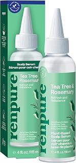 RENPURE Tea Tree & Rosemary Scalp Serum - Plant-Based, Clarifying & Soothing for Oily/Normal Hair, Moisturizes for Soft Shiny Hair - 4oz