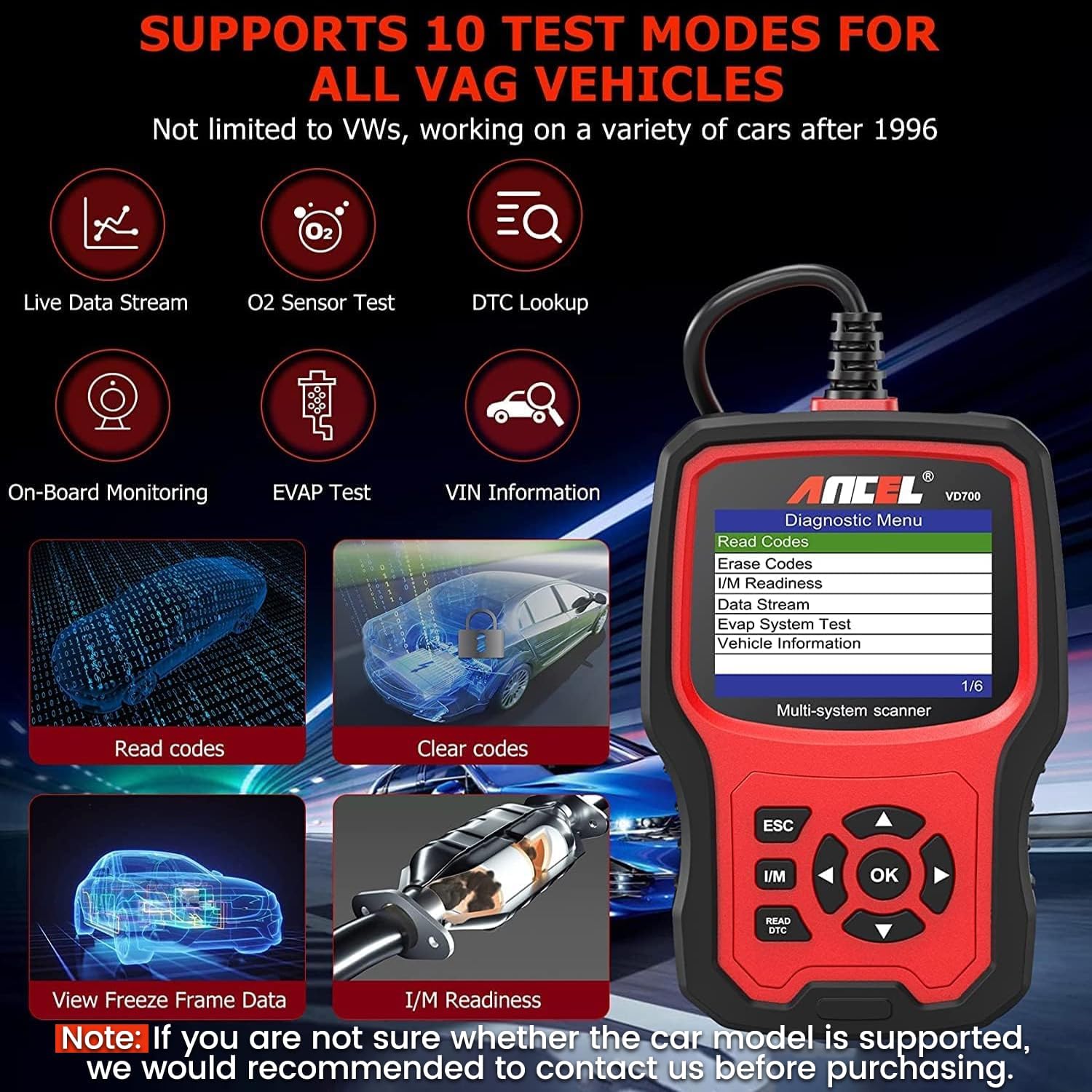 ANCEL VD700 10 Test Modes for All VAG Vehicles