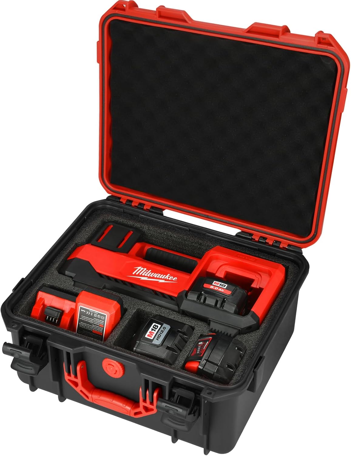 Air Compressor Case for Milwaukee Inflator: Waterproof Hard Cases for Milwaukee M18 Cordless Tire Inflator 2848-20, Air Pump Storage Box for Milwauke Tool | 3.0 to 12.0Ah Battery | Charger (Case Only)