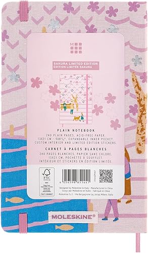 Miniatura 8 de (Moleskine) Moleskin LESU05QP062 Sakura Limited Edition Notebook, Large Size, Width 5.1 x Height 8.3 inches (13 x 21 cm), Plain Bench