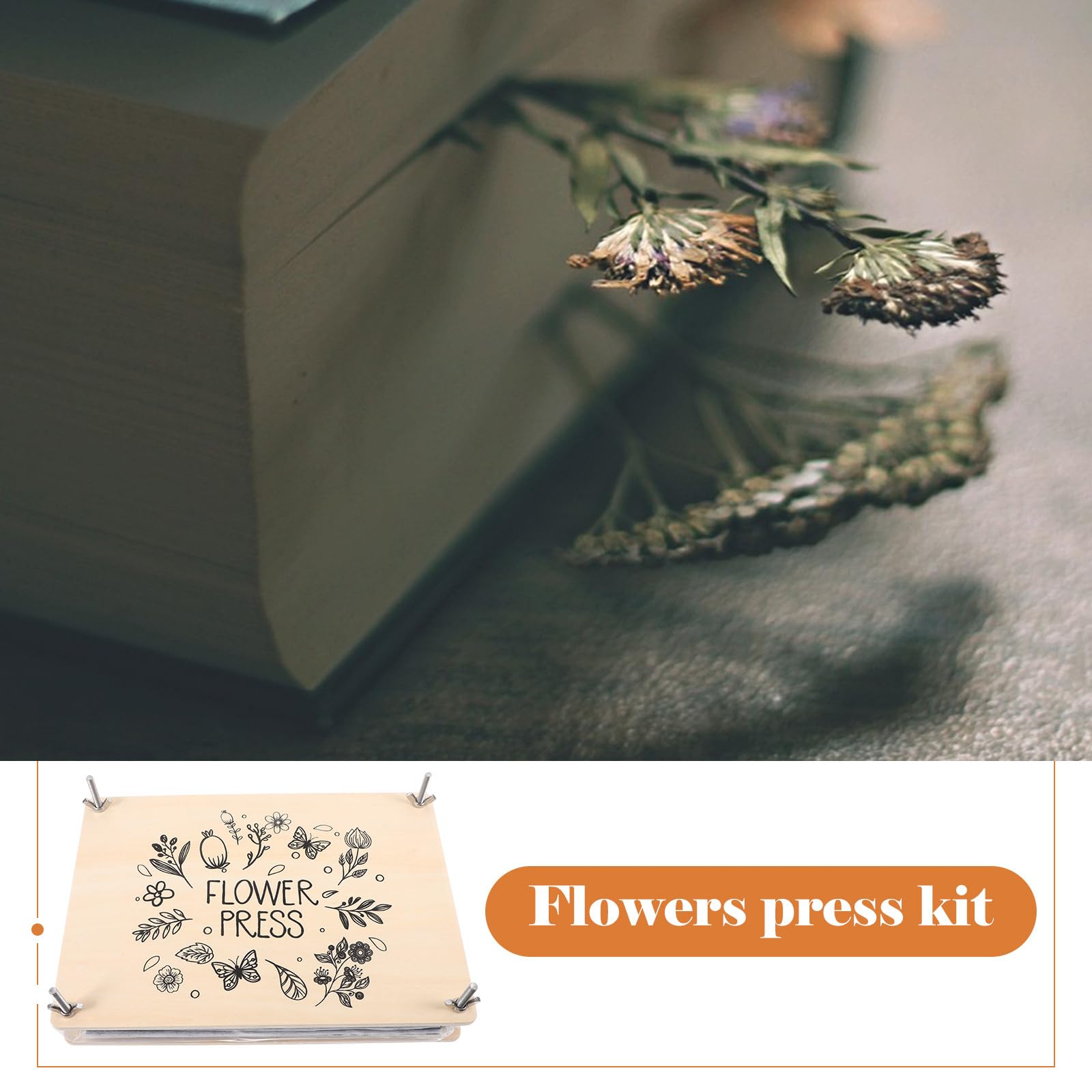 COOLHIYA 1set Pressa per Fiori Professionale Kit DIY con Strumenti per Pressatura Piante e Foglie Pressa Erbario Multistrato per Conservazione Fiori e Foglie Strumento Didattico Naturale