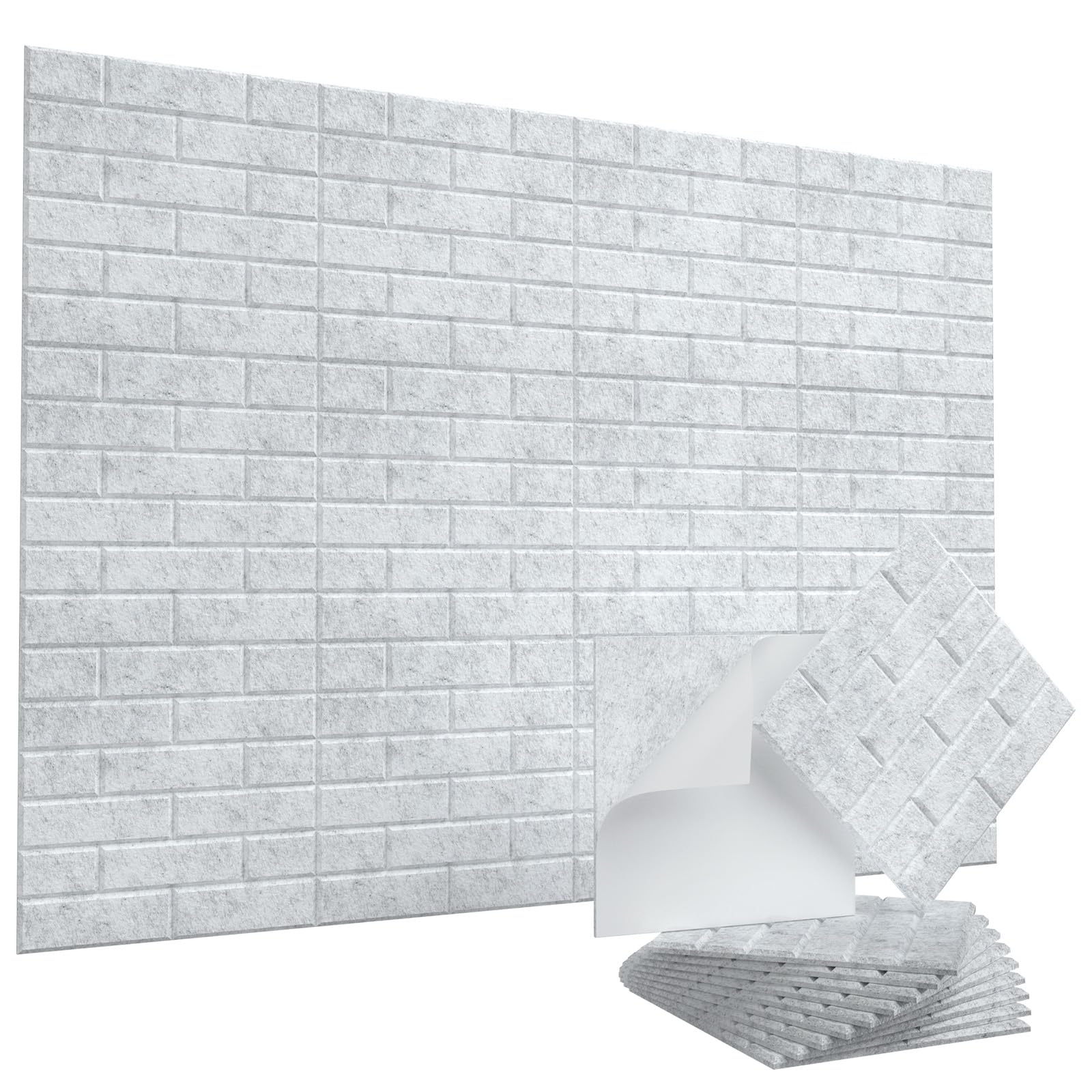 Vieshful Panneaux Acoustiques Autocollants 20 Pièces 30x30cm Aspect Brique | Panneaux Muraux Isolation Phonique, Fibre Polyester, Insonorisation Décorative, Pour Bureau Chambre Salon