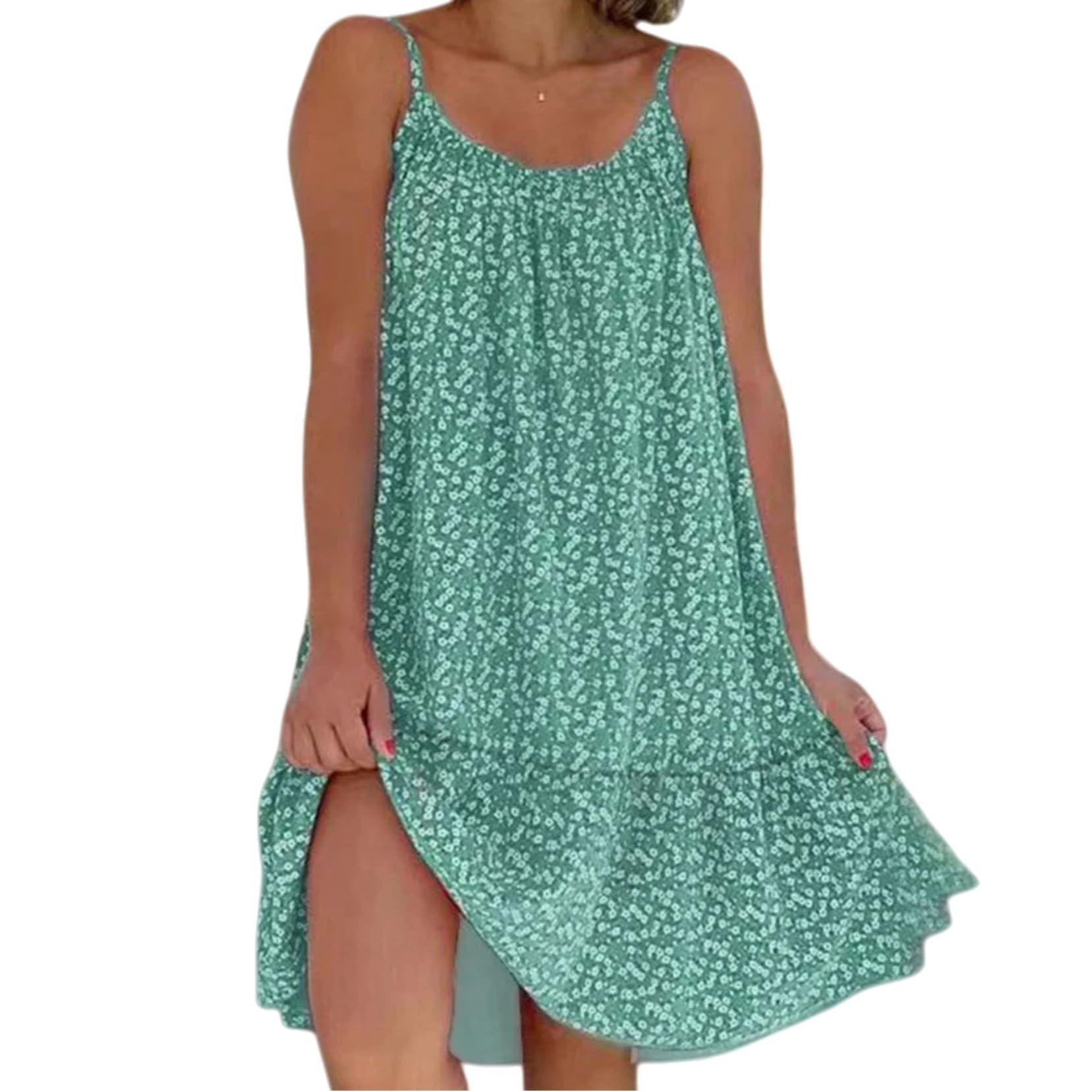Vestido de Chaleco sin Tirantes de Estilo Rural de Verano con Flores Florales y Tirantes