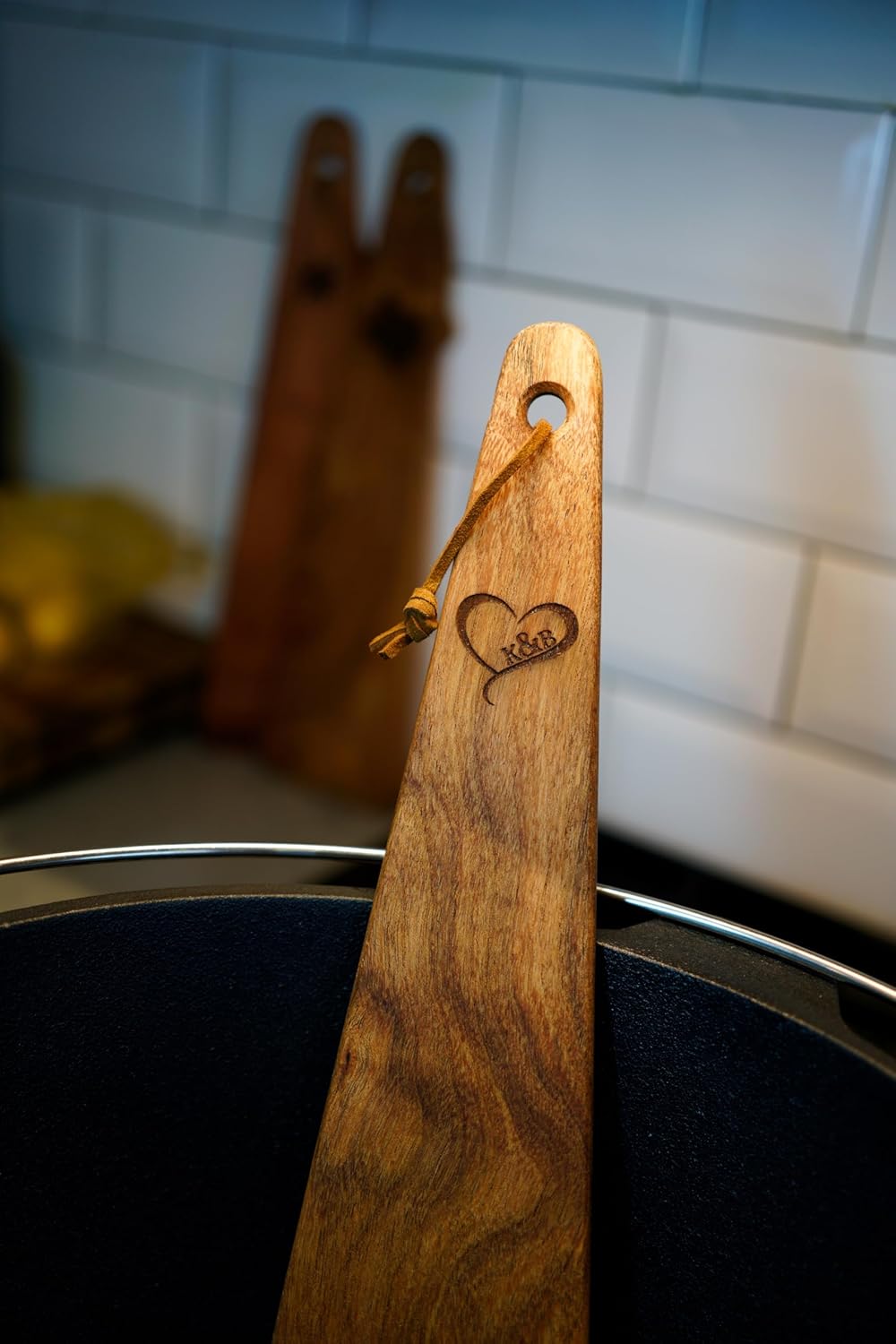 COWBOY SPATULA - Mesquite Wood Spatula, Handmade in Texas, Made in USA, Perfect for cast iron cookware, steel cookware, nonstick cookware - Personalization Optional (Heart Initials)