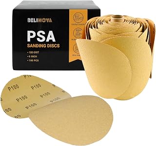 100PCS 6 inch PSA Sanding Discs 100 Grit Self Adhesive Sticky-Back Sandpaper for DA Sander Orbital Sander Aluminum Oxide Sanding Disc Roll for Woodworking Metal Finishing