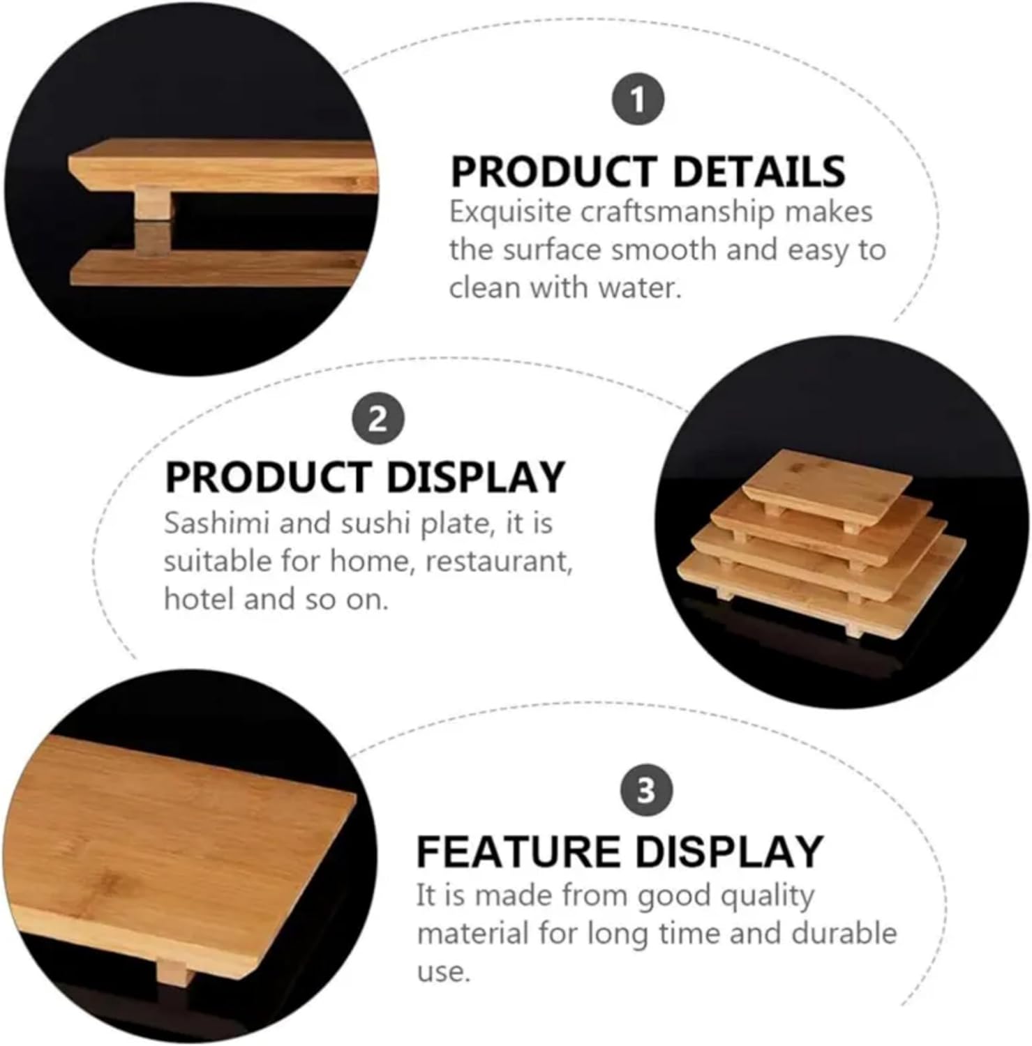 Bamboo Sushi Plate Japanese Style Sushi Serving Tray, Wooden Sushi Board & Sashimi Platter – Natural Eco-Friendly Bamboo Tableware for Sushi Rolls, Nigiri & Appetizers (11.81" × 7.87", Count, 10)