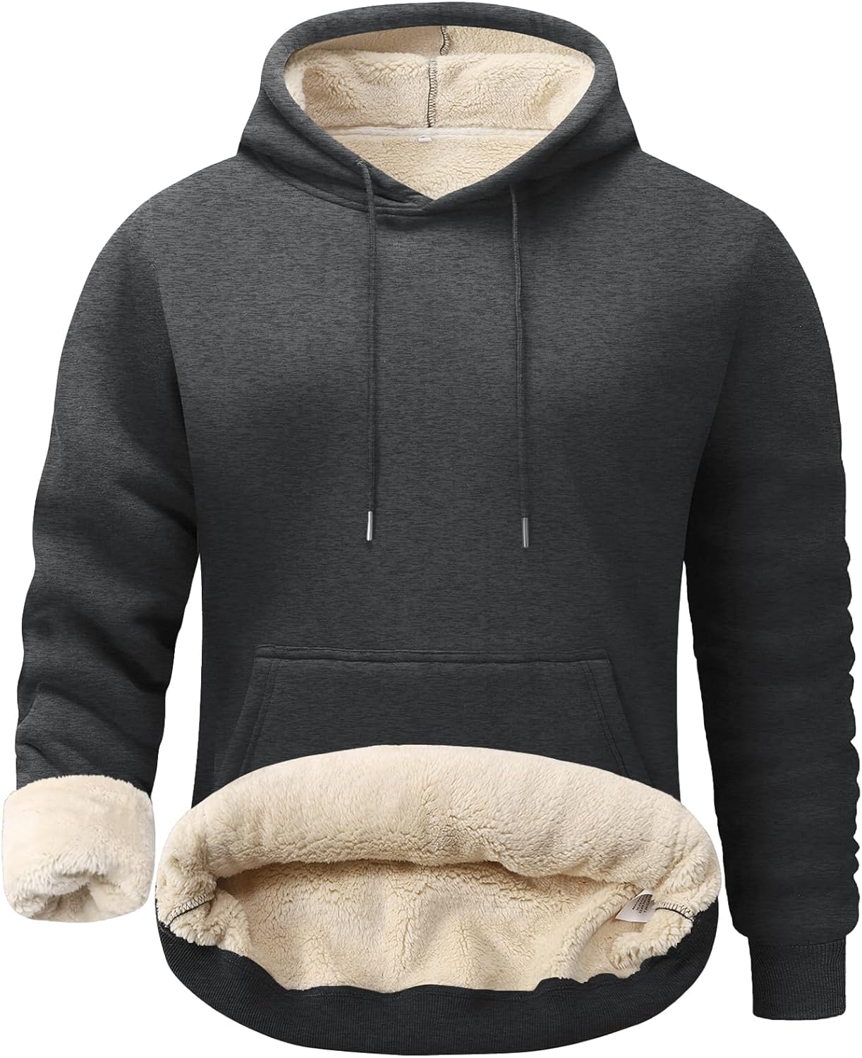 Flygo Men's Casual Fleece Sherpa Lined Hoodie Winter Warm Pullover Hooded Sweatshirt