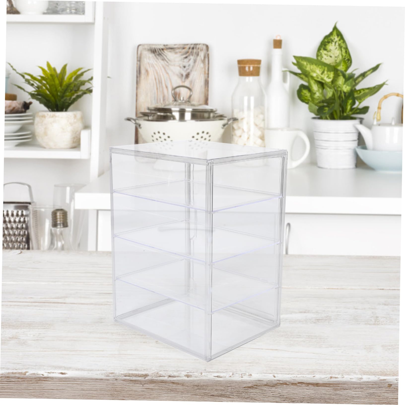 Cabilock Vitrina Acrílica Transparente y Puerta Magnética Fácil de Limpiar con 4 Niveles Ajustables y Almacenamiento de Pan para Pan Adecuado para Encimeras de Cocina