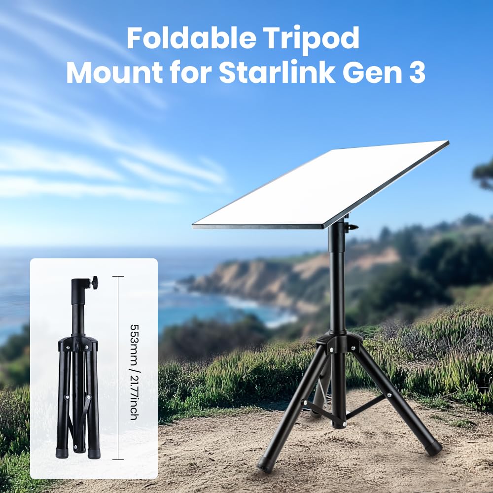 Trépied Starlink Gen 3, kit de montage Starlink portable d'extérieur pour camping et voyage, trépied avec adaptateur de tuyau compatible avec Starlink Gen 3 V3 parabole