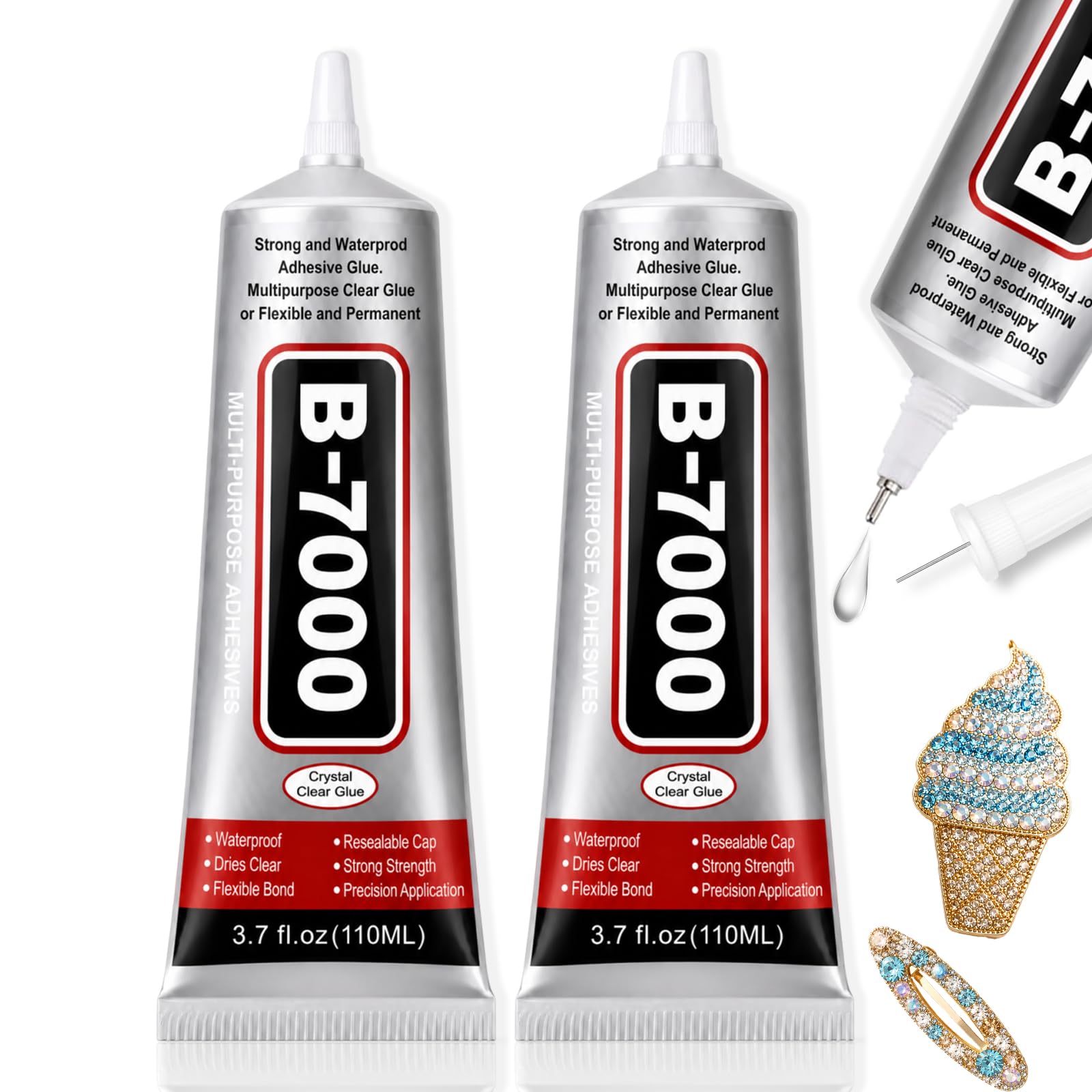 B 7000 Bedazzling Glue,2 Pack 110ml Rhinestone glue for Bedazzling Kit