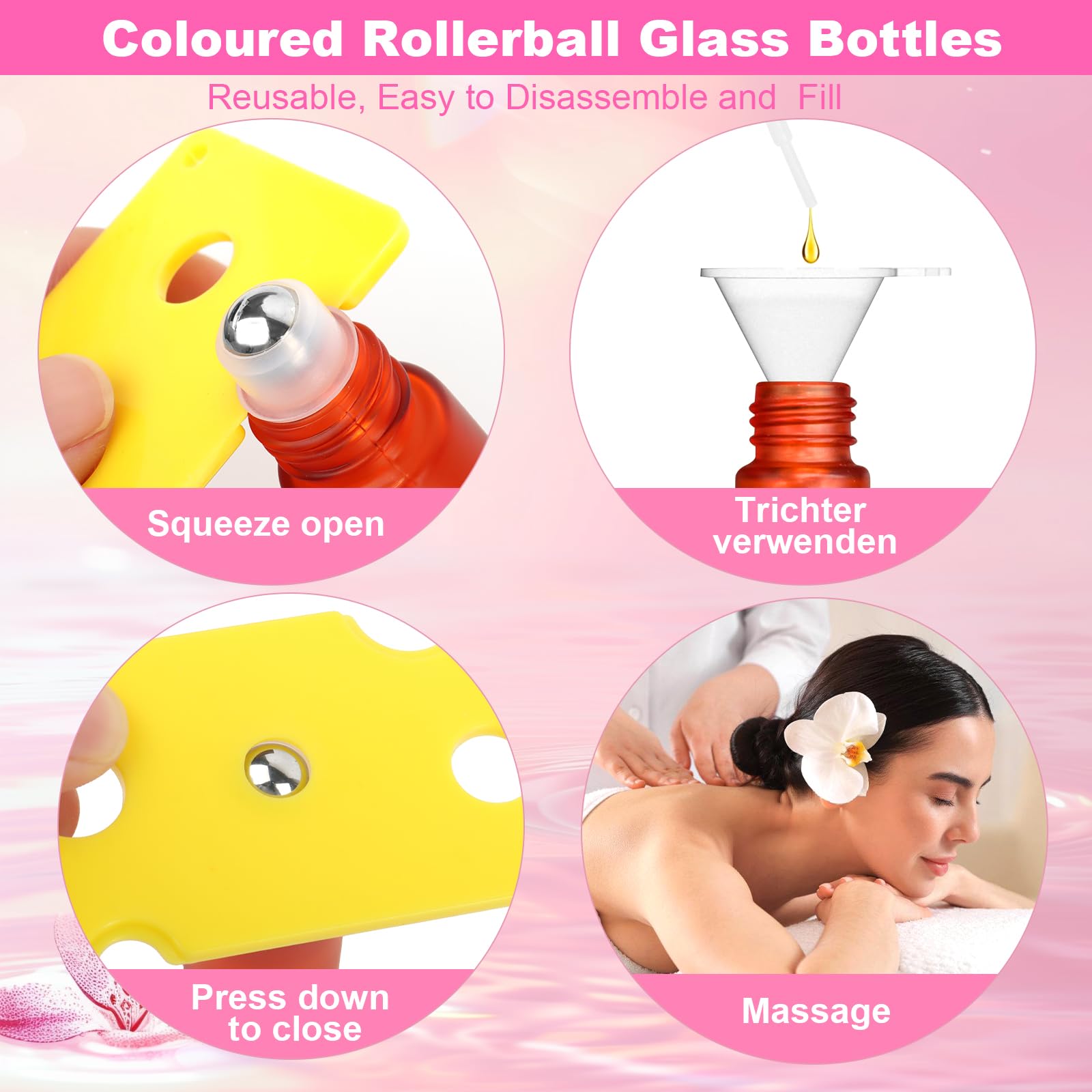 15 Bottiglie Roll-On Vetro 10ml - Con Sfera Acciaio Per Oli Essenziali E Profumi - Foto 4