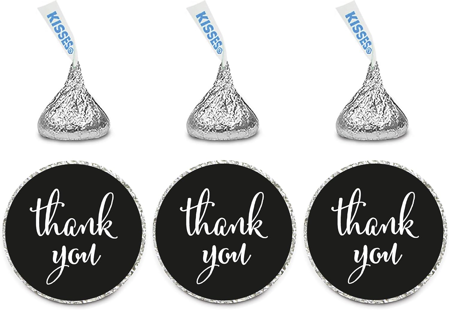 Andaz Press Chocolate Drop Labels Stickers, Thank You, Black, 216-Pack, for Wedding Birthday Party Baby Bridal Shower Kisses Party Favors Decor Envelope Seals